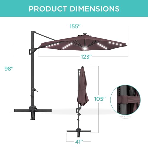 10ft Solar LED Cantilever Patio Umbrella