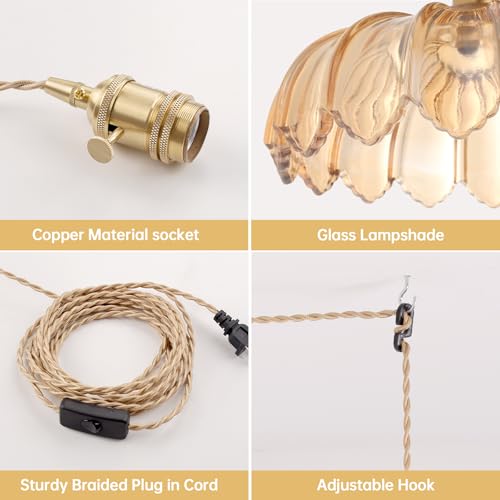 Plug in Pendant Light Hanging Light Fixtures with Plugin Cord On