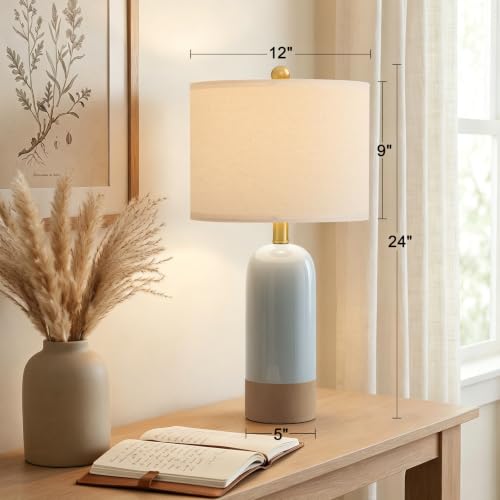 24'' Farmhouse Blue Table Lamps Set of 2 for Living Room (2 Count)