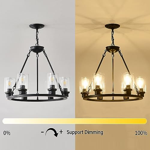 6 Light Black Wagon Wheel Chandelier