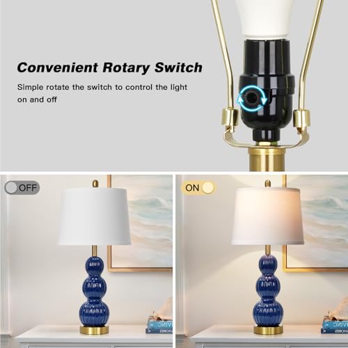 28" Navy Blue Table Lamps Set of 2 for Living Room (2 Count)