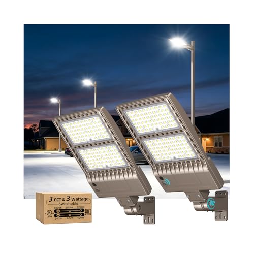 2Pack 400W LED Parking Lot Lights Outdoor Dusk to Dawn Shoebox Pole Light