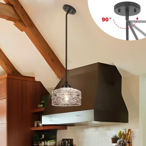 Black Vintage Pendant Lights Kitchen Island with Glass Over Sink