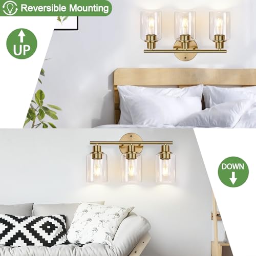 3 Light Gold Bathroom Light Fixtures