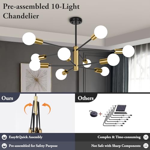 10 Light Modern Chandelier for Dining Room