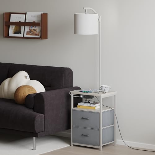 Floor Standing Lamp with Table & 2 Drawers