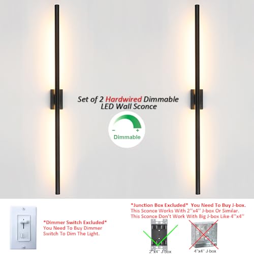 Only Suitable for Small Junction Box Dimmable Hardwired Wall Sconces 40'' (2 Count)