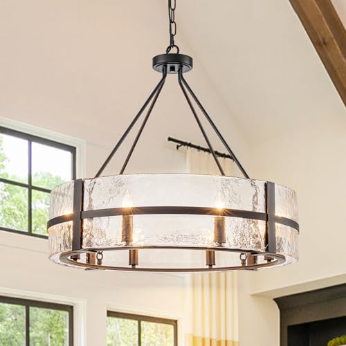 28" Black Glass Chandelier for Dining Room