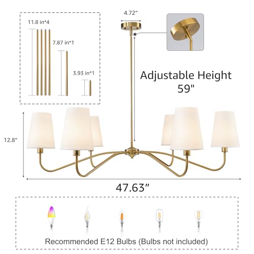 47'' Brushed Brass Chandelier with Shades