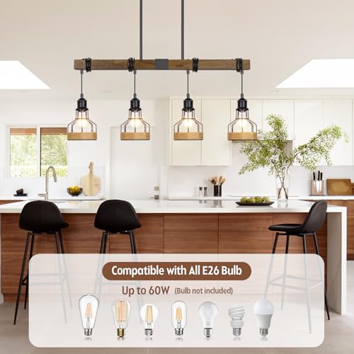 Kitchen Island Lighting Dining Room Light Fixture Rustic Wood