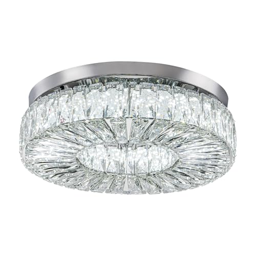 16.5" Crystal Chandelier LED Modern Flush Mount Ceiling Light Fixtures Round Ring Luxury Large Chandelier for Living Room Bedroom Dining Room Entrance