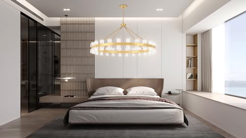 48 Inch Gold Wagon Wheel Chandelier with Crystal Shade