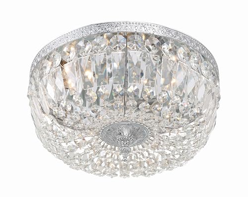 3 Light Spectra Crystal Polished Chrome Flush Mount