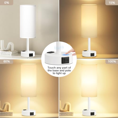 White Bedside Lamp for Bedroom