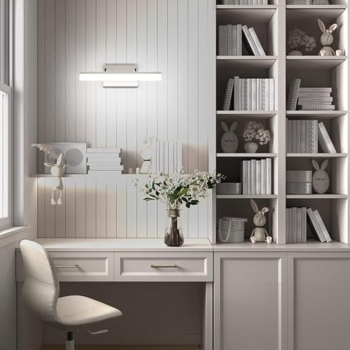 Brushed Nickel Vanity Light 16 inch Modern Wall Sconces Adjustable LED Bathroom Light Fixtures Over Mirror Rotatable Vanity Lighting 5500K