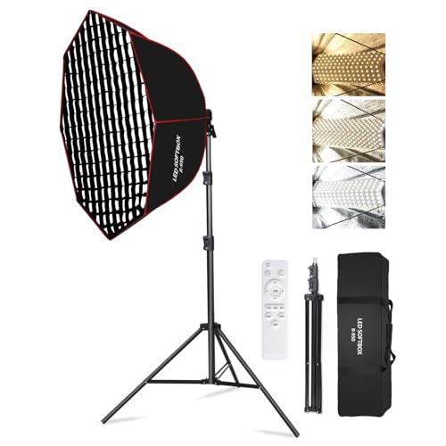 110W Octagonal Parabolic Softbox Lighting Kit with Honeycomb Grid