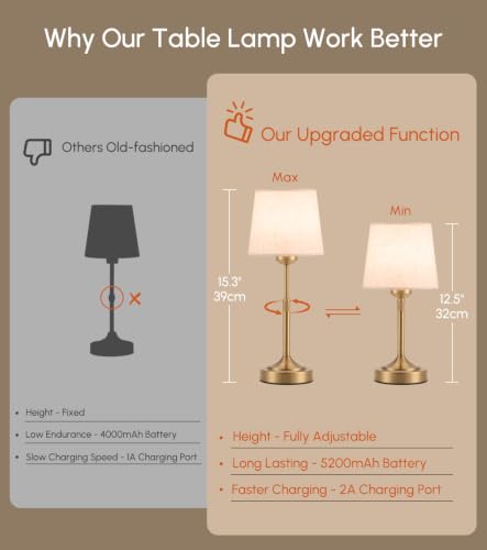 2 Pack Rechargeable Cordless Table Lamp (2 Count)