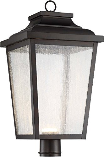 Irvington Manor LED XL Post Mount Light in Chelesa Bronze Finish with Clear Seeded Glass