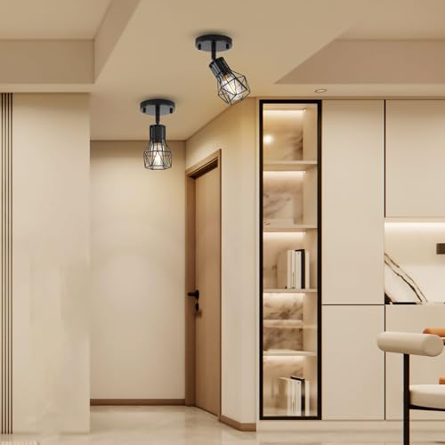 2 Pack Farmhouse Wall Sconces Hardwired Black for Bathroom Hallway
