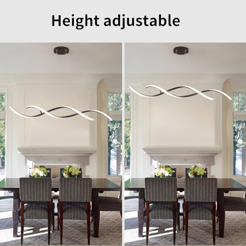Matte Black Dimmable Pendant Light for Dining Room 43" Over Table