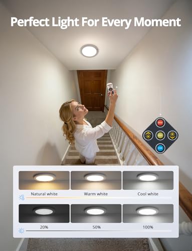 Rechargeable Motion Sensor Ceiling Light with Remote Wireless (2 Count)