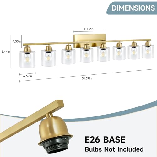 Modern Brushed Gold 8 Light Bathroom Light Fixtures