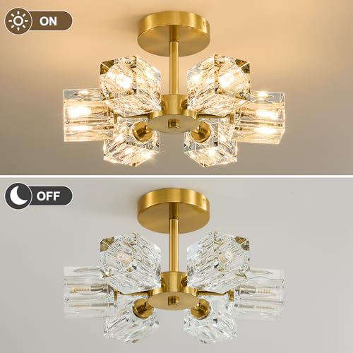 Sputnik Crystal Semi Flush Ceiling