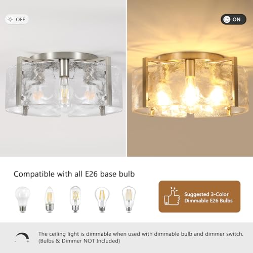 Modern Brushed Nickel Semi Flush Mount Ceiling Light