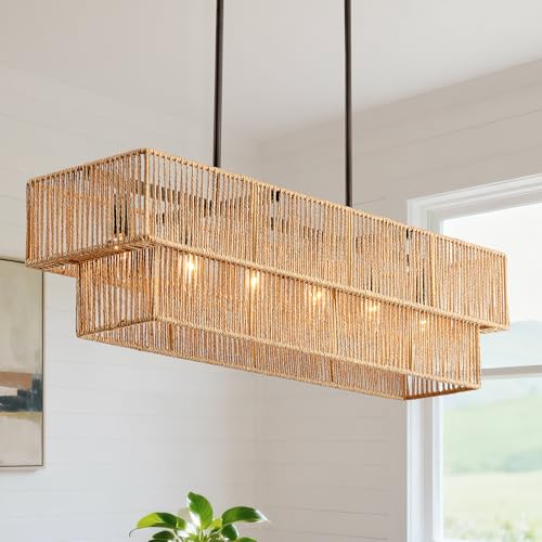 34" Rattan Chandelier