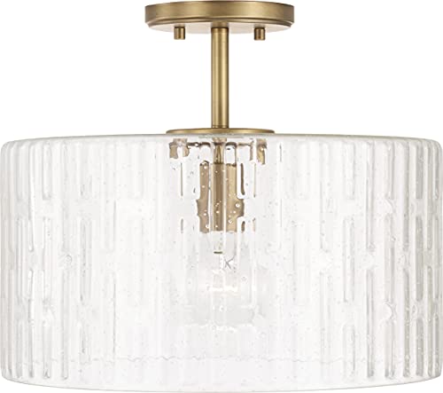 Capital Lighting 241311AD Emerson Embossed Seeded Glass Convertible Pendant