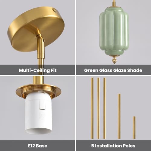 Vintage Green Glass Pendant Lights 3
