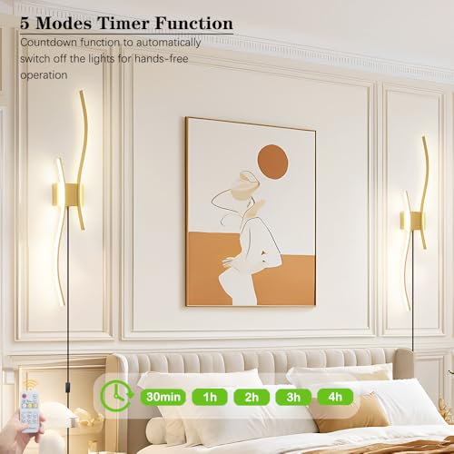 Modern Gold Plug in Wall Sconces Set of 2 (2 Count)