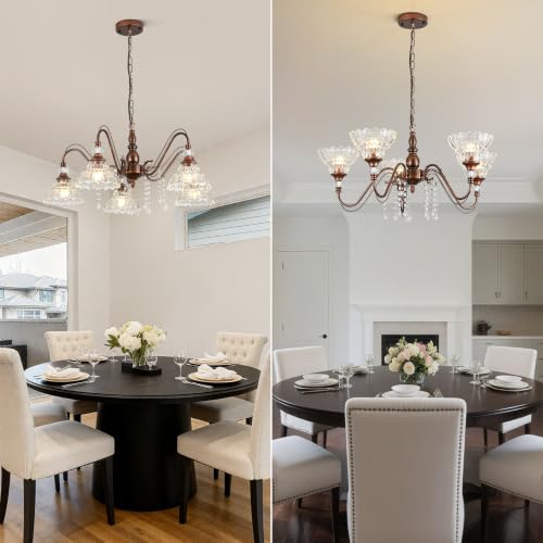 5 Light Vintage Chandelier in Antique Red Bronze Finish with Flower (5-Light / Antique Red Bronze)