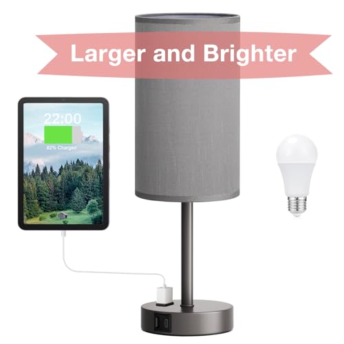 17.4" Grey Lamp for Bedroom