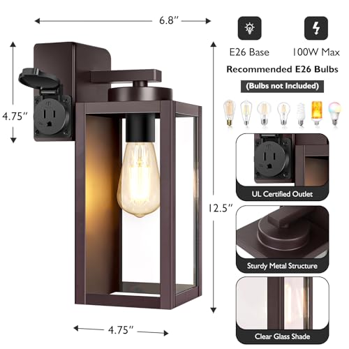 Porch Lights with Outlet (2 Count)