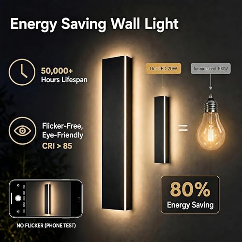 2pack 24in Modern Outdoor Wall Light