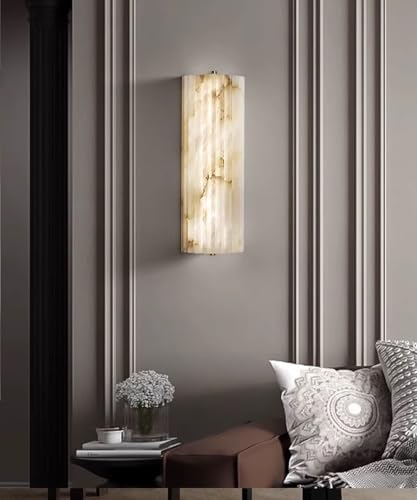 17.7in Natural Alabaster Wall Sconce Semicircle Marble Wall Light Hardwired