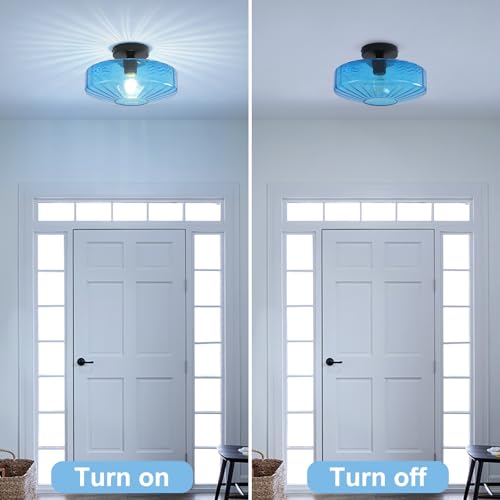 Blue Glass Ceiling Light