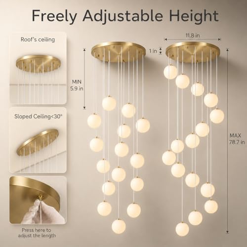 Gold Globe High Ceiling Chandelier (Gold / 15-Light)
