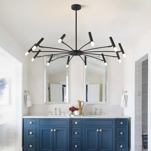 Mid Century Modern Sputnik Light Fixture Farmhouse Black Sputnik Chandelier Industrial Flush Mount Ceiling Light Vintage Schoolhouse Pendant Light