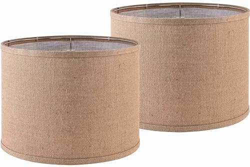 Burlap Lamp Shades Set of 2 Large Durm Lamp Shade 16" Top x 16" Bottom x 12" High (2 Count)