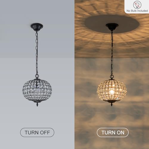 Crystal Chandeliers for Dining Room 12" Vintage Globe Pendant Light