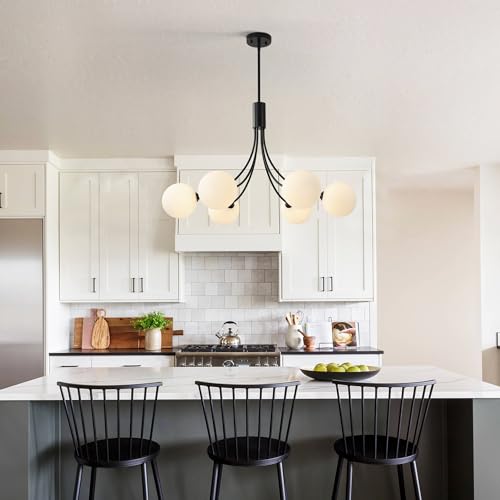 6 Light Modern Farmhouse Black Chandelier