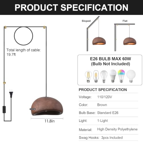11.8in Plug in Chandelier