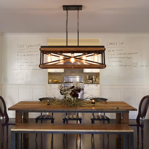 Rustic Farmhouse Wood Kitchen Island Lighting