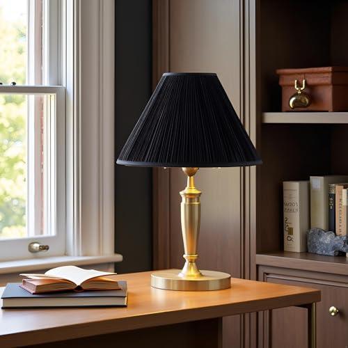 33192 Transitional Hardback Empire Shaped Mushroom Pleated Black Spider Shade