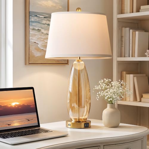 27" Glass Table Lamps for Living Room (Gradient Brown)