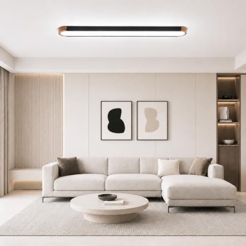 Modern LED Ceiling Light 48 Inch Wood Flush Mount Ceiling Light