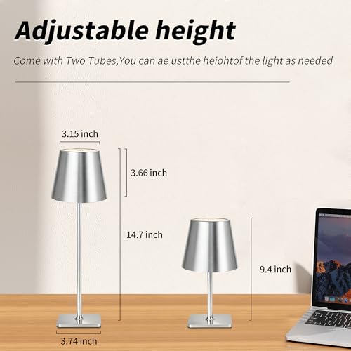Outdoor Waterproof Cordless Wireless Rechargeable Portable Top Touch Battery Operated Powered LED Table Lamp Desk Lamp Lights for Restaurant Kitchen Patio Dinner Dining