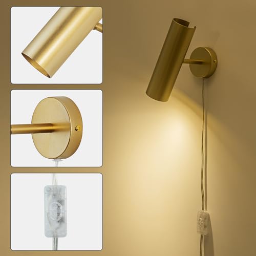 Modern Gold Plug in Swing Arm Wall Sconces with Cord (2 Count)